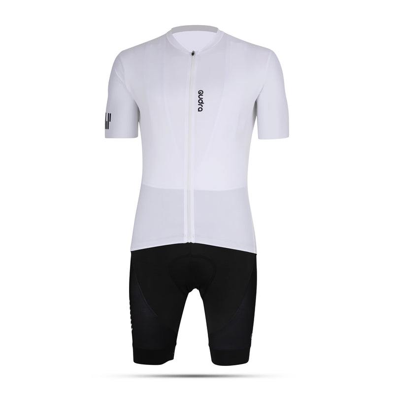 Load image into Gallery viewer, Qudra Cycling Jersey and Bib Tights Top with Short Pants White 062
