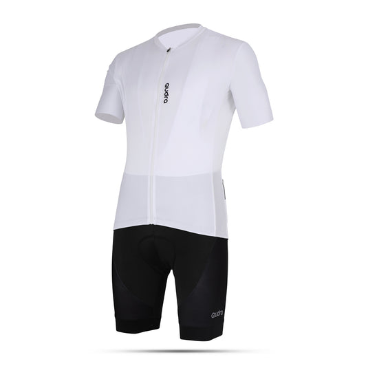 Qudra Cycling Jersey and Bib Tights Top with Short Pants White 062
