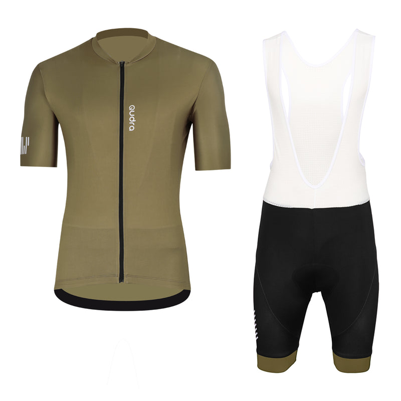 Load image into Gallery viewer, Qudra Cycling Jersey and Bib Tights Top with Short Pants Brown 060
