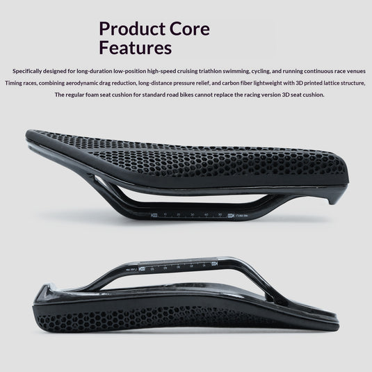 RIRO 3D Printed Carbon Fiber Triathlon TT Bicycle Saddle - Lightweight Hollow Matrix Pro Racing Seat