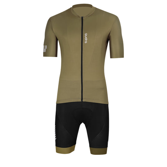 Qudra Cycling Jersey and Bib Tights Top with Short Pants Brown 060