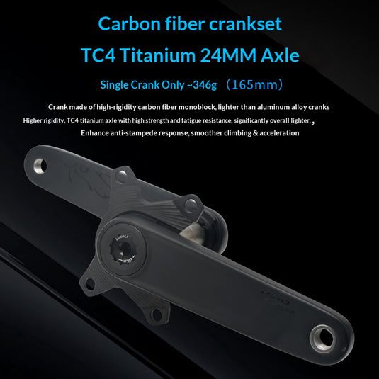 RIRO SL06 Carbon Fiber Crankset with TC4 Titanium 24mm Spindle 346g Compatible with all Shimano bottom bracket