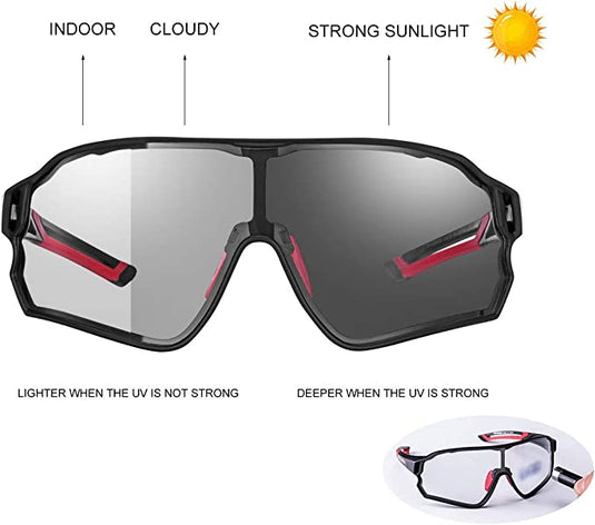 ROCKBROS Photochromic Sunglasses Sports Bike Glasses 1013