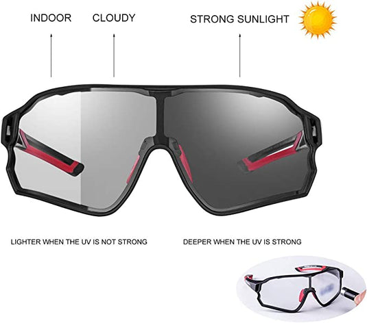 ROCKBROS Photochromic Sunglasses Sports Bike Glasses