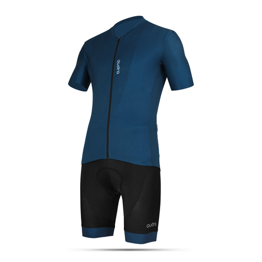 Qudra Cycling Jersey and Bib Tights Top with Short Pants Navy Blue