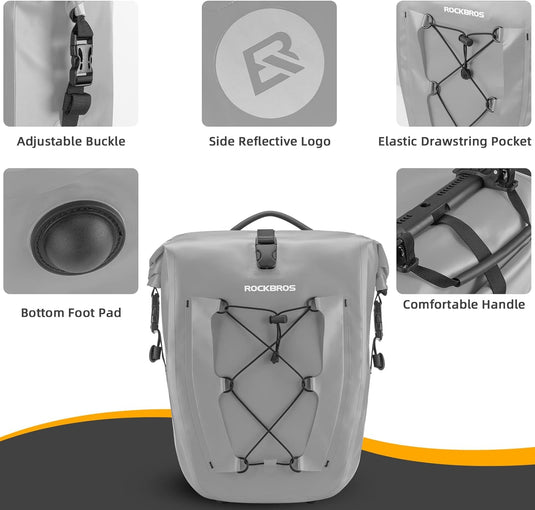 ROCKBROS Bike Pannier 27L Bicycle Rear Seat Carrier Waterproof Bag