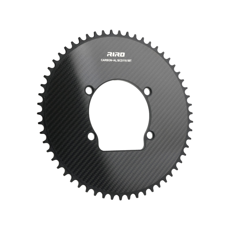 Load image into Gallery viewer, Riro RCB 110BCD CNC Aluminum Chainring with Carbon Fiber Reinforced Surface Single and Double Chainrings
