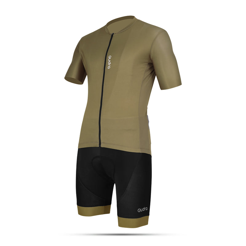 Load image into Gallery viewer, Qudra Cycling Jersey and Bib Tights Top with Short Pants Brown 060
