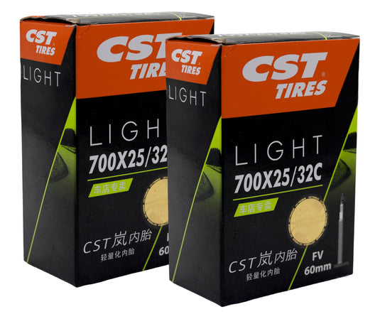 2-Pack CST 700x25/32C Road Bike Tubes – Presta Valve, 60mm – Black Rubber