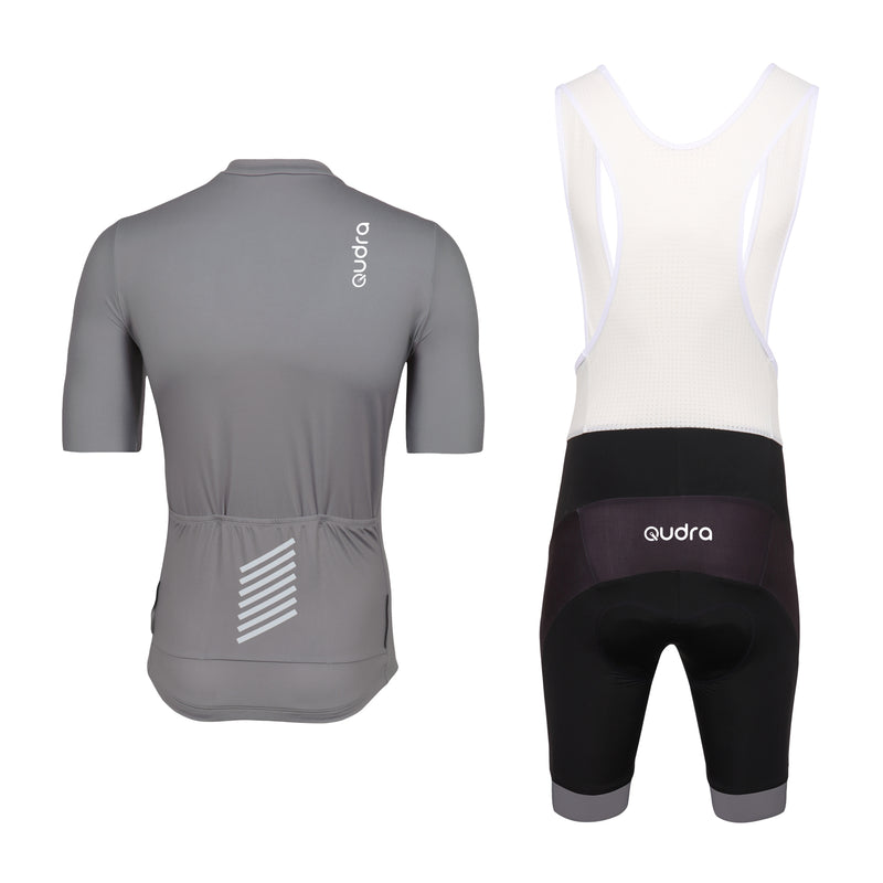 Load image into Gallery viewer, Qudra Cycling Jersey and Bib Tights Top with Short Pants Grey 059
