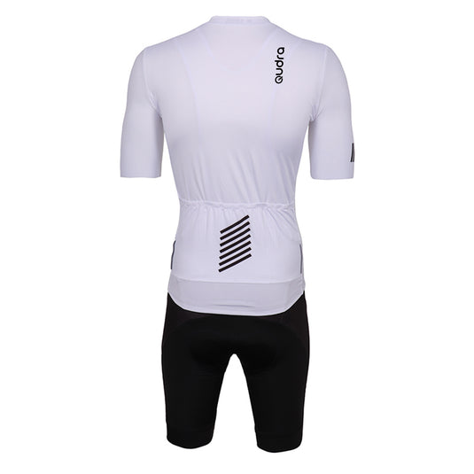 Qudra Cycling Jersey and Bib Tights Top with Short Pants White 062