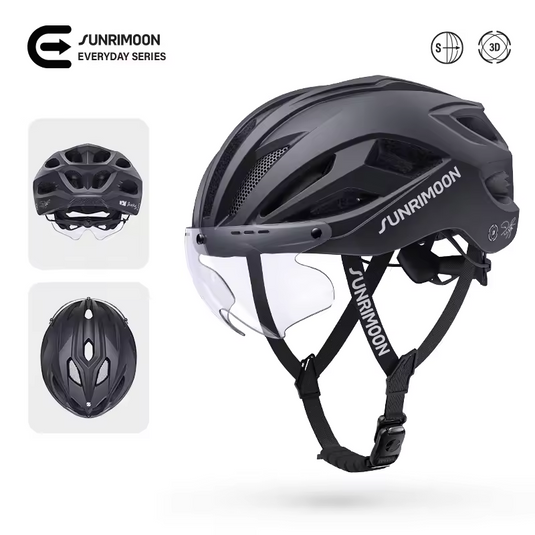 Sunrimoon Cycling Helmet with Photochromic Sunglasses and 3D Grid S79