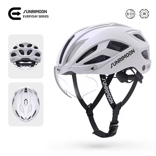 Sunrimoon Cycling Helmet with Photochromic Sunglasses and 3D Grid S79