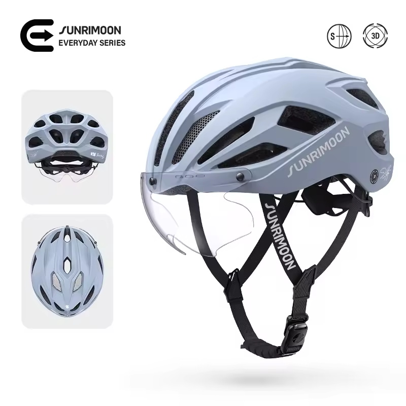Load image into Gallery viewer, Sunrimoon Cycling Helmet with Photochromic Sunglasses and 3D Grid S79
