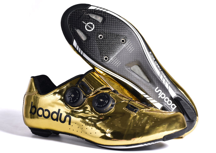 Load image into Gallery viewer, Boodun Limitless Carbon Leather Road Bike Cycling Shoes Golden J001244

