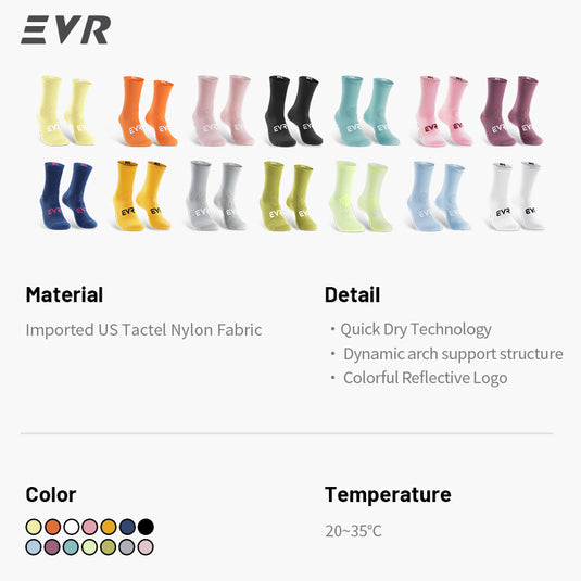 EVR TECH Series Performance Cycling Socks (Imported Tactel Nylon & Anti-Odor) 0902
