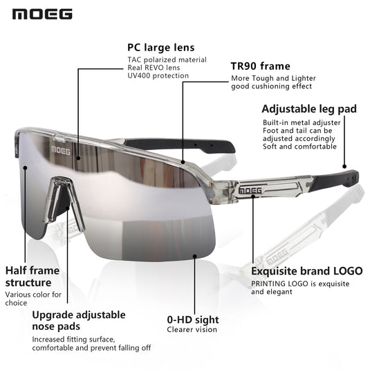 MOEG Cycling Semi-rimless Sunglasses MO916C