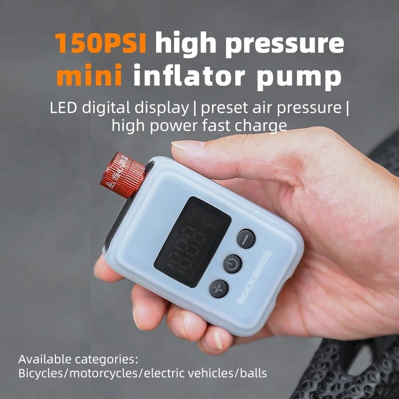 Load image into Gallery viewer, ROCKBROS Electric Mini Pump Bicycle Motorcycle Portable Inflator LED HW140
