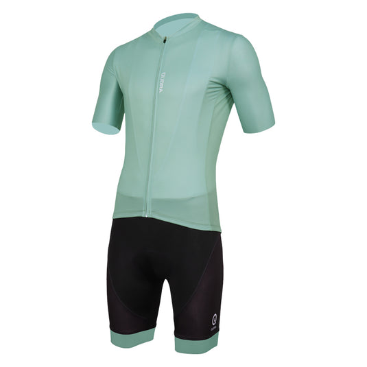 Qudra Cycling Jersey and Bib Tights Top with Short Pants Light Blue 058