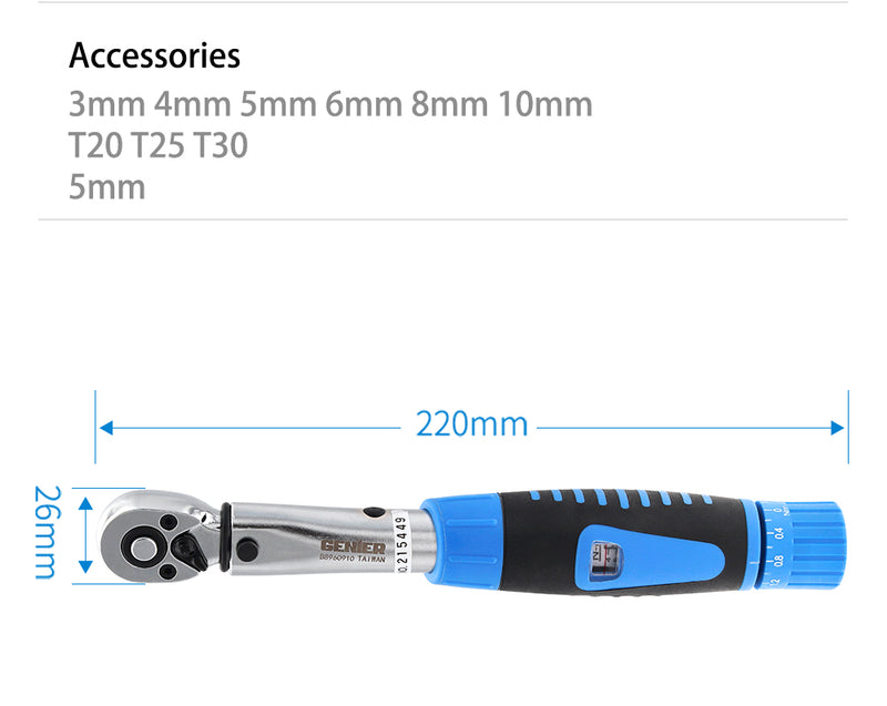 Load image into Gallery viewer, Genier Bicycle Torque Wrench 2-24Nm B8960910
