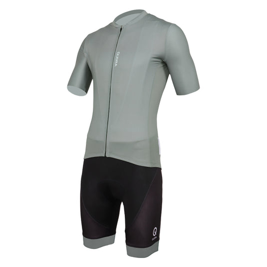 Qudra Cycling Jersey and Bib Tights Top with Short Pants Grey 059