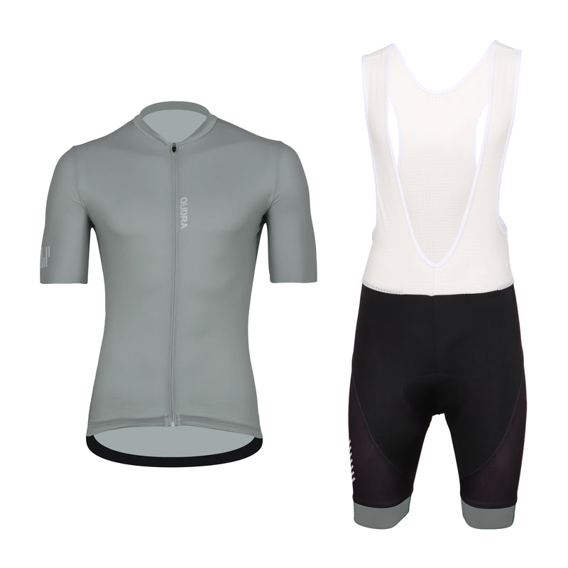Load image into Gallery viewer, Qudra Cycling Jersey and Bib Tights Top with Short Pants Grey 059
