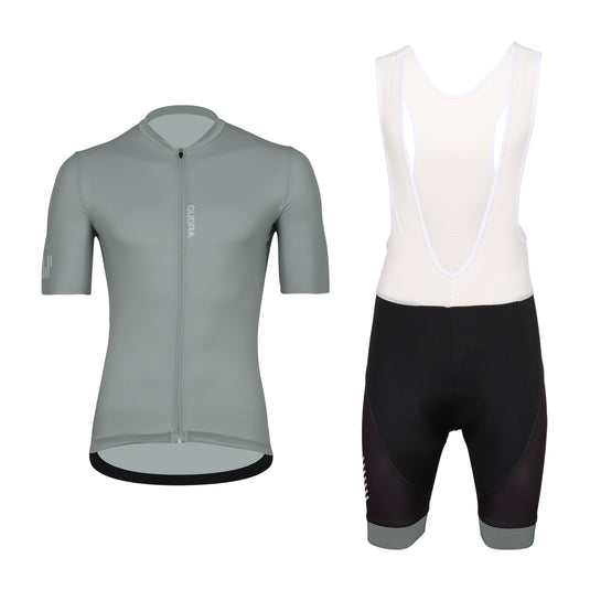 Qudra Cycling Jersey and Bib Tights Top with Short Pants Grey 059