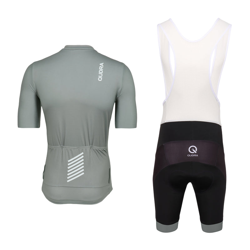 Load image into Gallery viewer, Qudra Cycling Jersey and Bib Tights Top with Short Pants Grey 059
