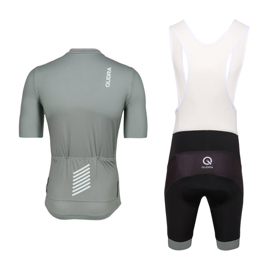 Qudra Cycling Jersey and Bib Tights Top with Short Pants Grey 059