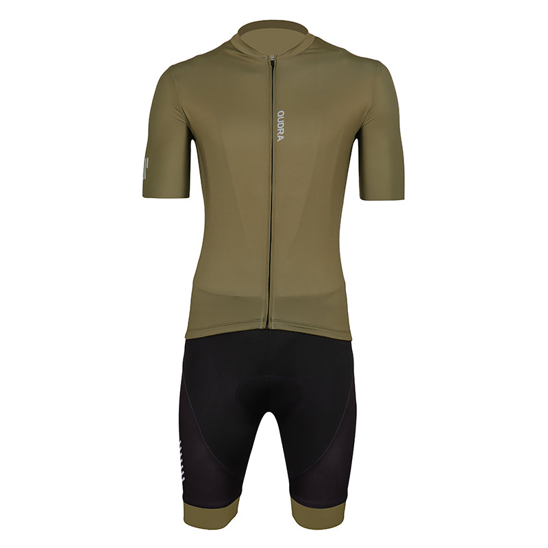 Load image into Gallery viewer, Qudra Cycling Jersey and Bib Tights Top with Short Pants Brown 060
