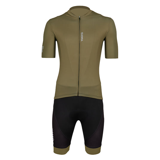 Qudra Cycling Jersey and Bib Tights Top with Short Pants Brown 060