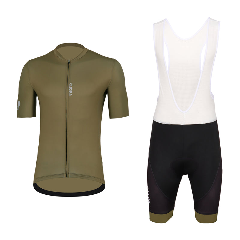 Load image into Gallery viewer, Qudra Cycling Jersey and Bib Tights Top with Short Pants Brown 060
