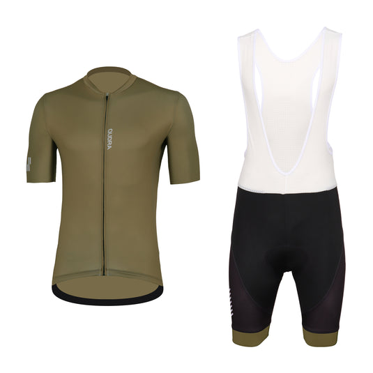 Qudra Cycling Jersey and Bib Tights Top with Short Pants Brown 060