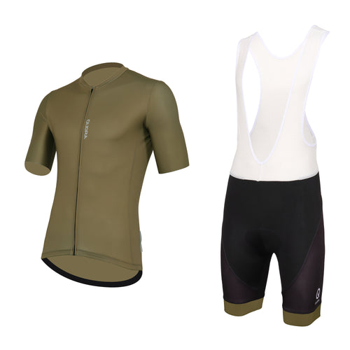 Qudra Cycling Jersey and Bib Tights Top with Short Pants Brown 060