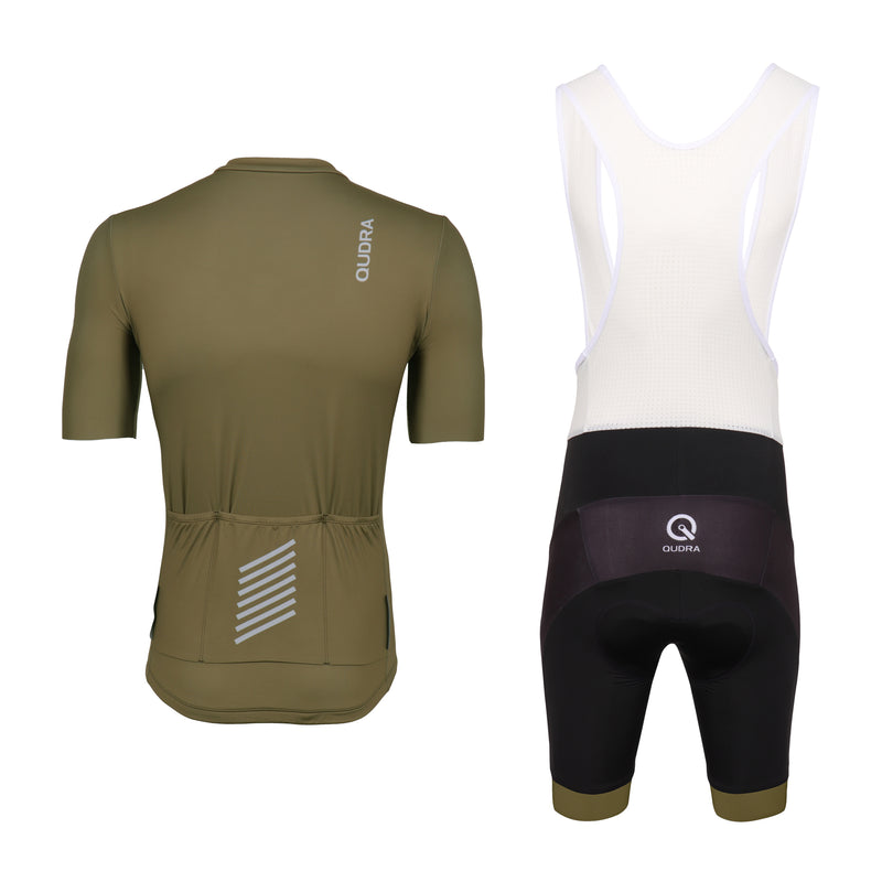 Load image into Gallery viewer, Qudra Cycling Jersey and Bib Tights Top with Short Pants Brown 060
