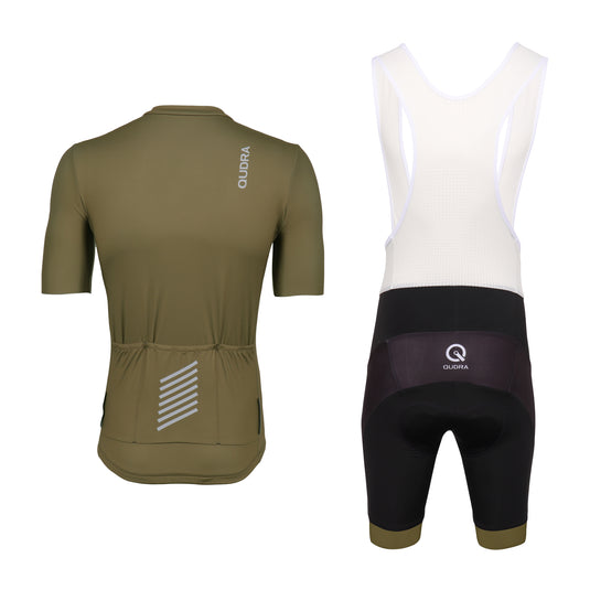 Qudra Cycling Jersey and Bib Tights Top with Short Pants Brown 060