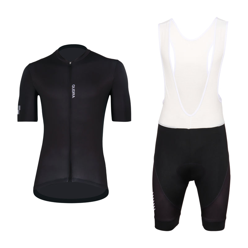 Load image into Gallery viewer, Qudra Cycling Jersey and Bib Tights Top with Short Pants 061 Black
