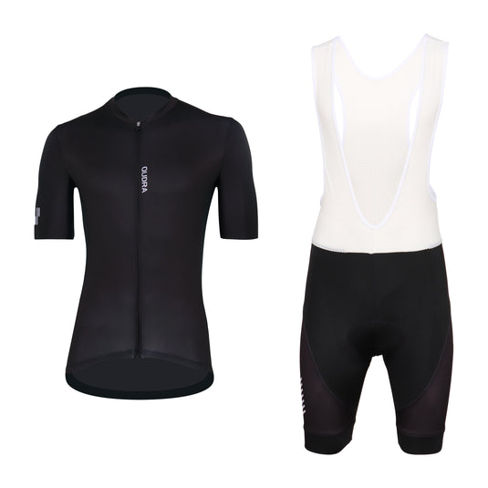 Qudra Cycling Jersey and Bib Tights Top with Short Pants 061 Black