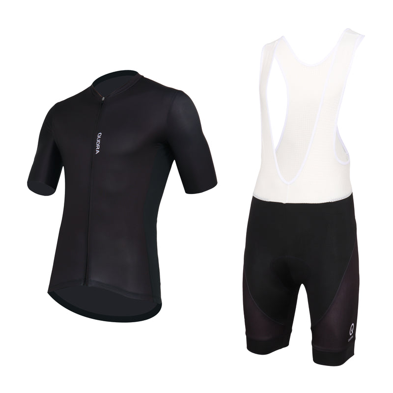 Load image into Gallery viewer, Qudra Cycling Jersey and Bib Tights Top with Short Pants 061 Black
