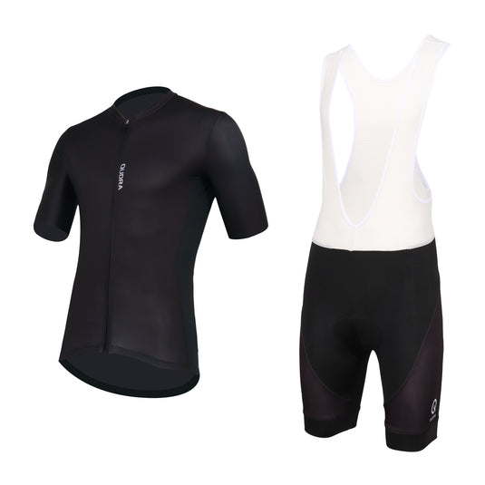 Qudra Cycling Jersey and Bib Tights Top with Short Pants 061 Black