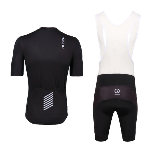 Qudra Cycling Jersey and Bib Tights Top with Short Pants 061 Black