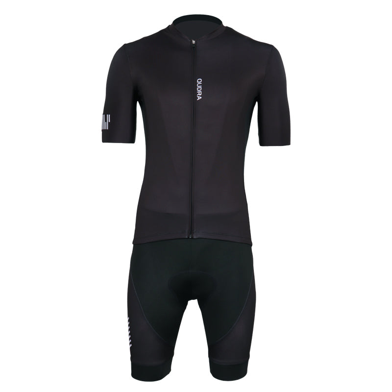 Load image into Gallery viewer, Qudra Cycling Jersey and Bib Tights Top with Short Pants 061 Black
