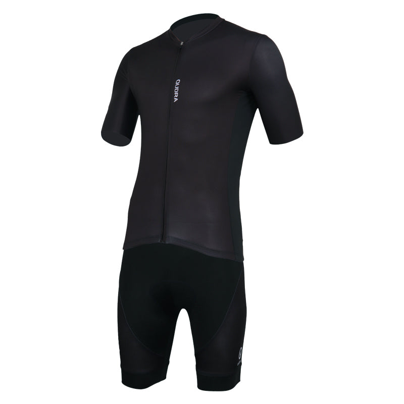 Load image into Gallery viewer, Qudra Cycling Jersey and Bib Tights Top with Short Pants 061 Black
