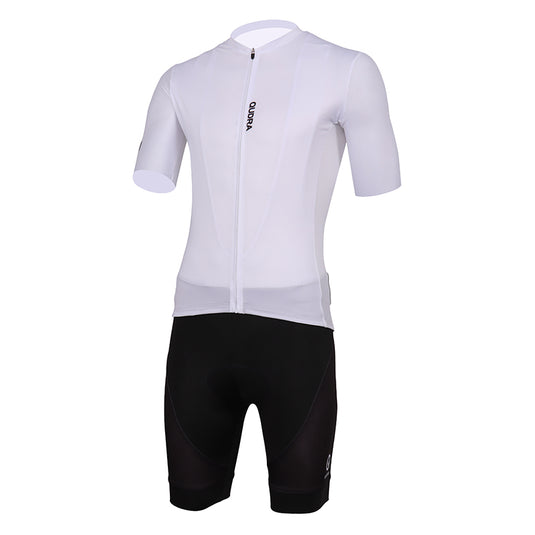 Qudra Cycling Jersey and Bib Tights Top with Short Pants White 062