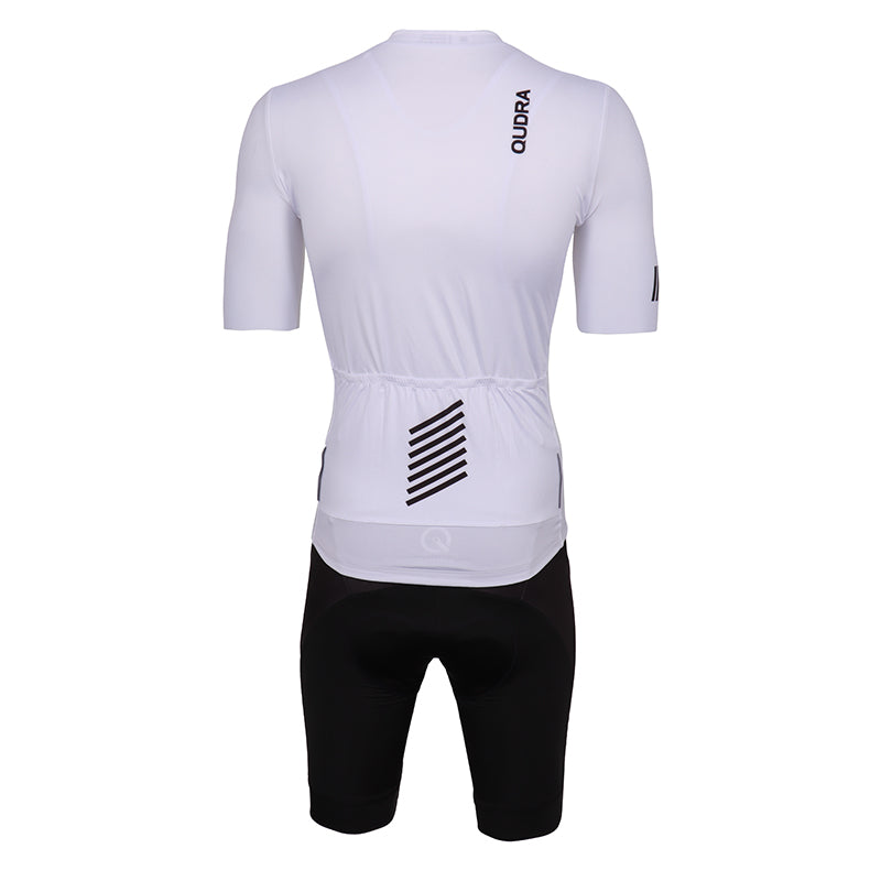 Load image into Gallery viewer, Qudra Cycling Jersey and Bib Tights Top with Short Pants White 062

