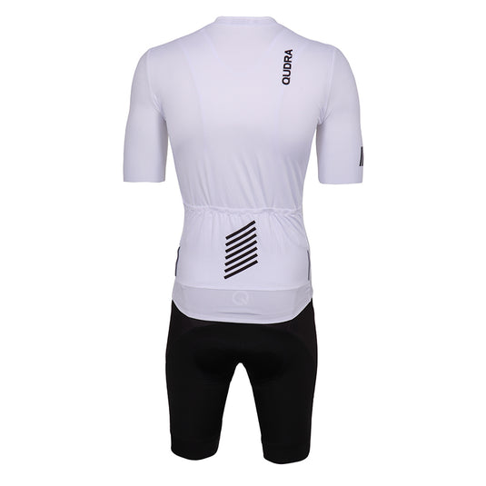 Qudra Cycling Jersey and Bib Tights Top with Short Pants White 062