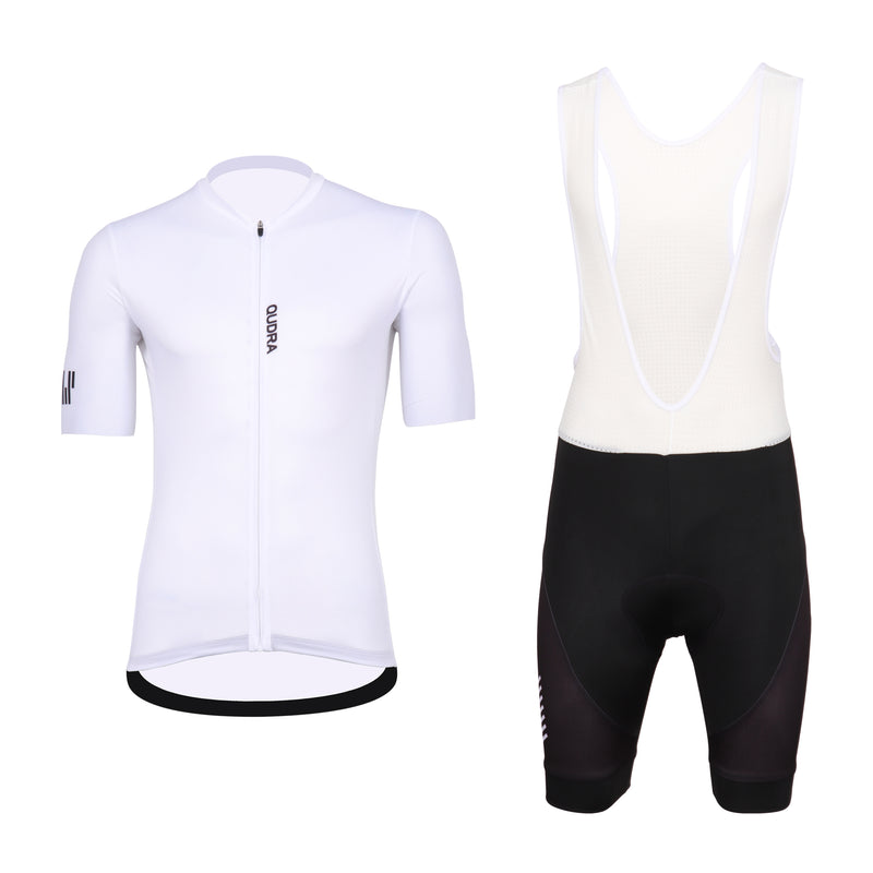 Load image into Gallery viewer, Qudra Cycling Jersey and Bib Tights Top with Short Pants White 062
