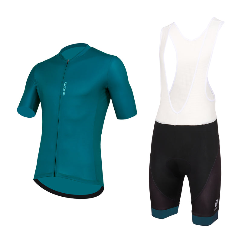 Load image into Gallery viewer, Qudra Cycling Jersey and Bib Tights Top with Short Pants Teal 063
