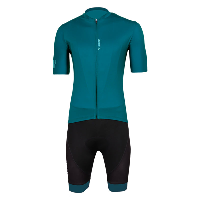 Load image into Gallery viewer, Qudra Cycling Jersey and Bib Tights Top with Short Pants Teal 063
