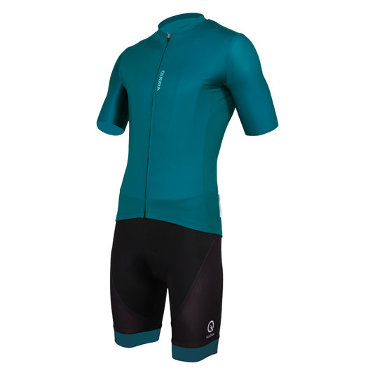 Qudra Cycling Jersey and Bib Tights Top with Short Pants Teal 063